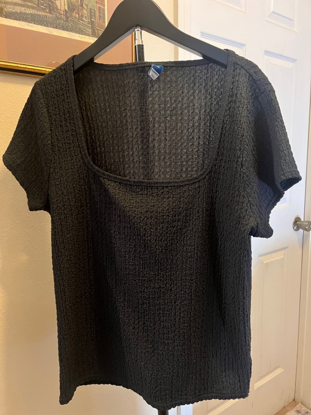 Old Navy charcoal black Square-Neck Short Sleeve Top